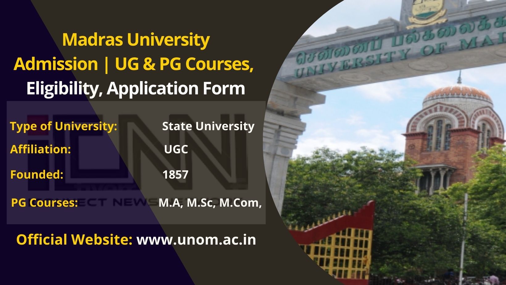 Madras University Admission 2024 UG & PG Courses, Dates