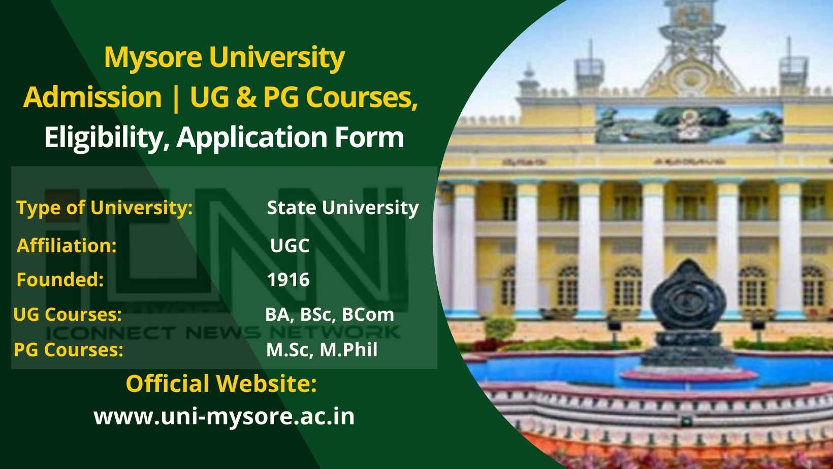 Mysore University Admission 2024 Courses Eligibility Latest Updates